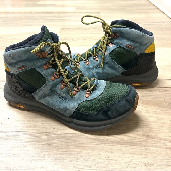 Merrell Boots Men Sz 15 Ontario Mid See America Hiking Shoes Blue Waterproof - Picture 11 of 16